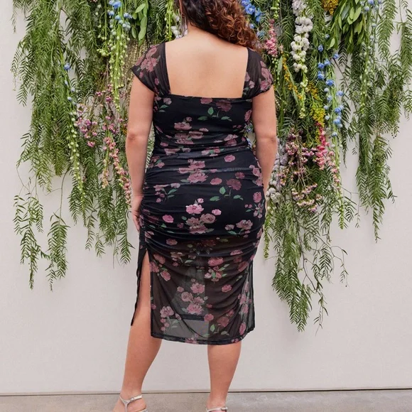 Cider Black Dress with Pink Floral Design - Picture 3 of 5